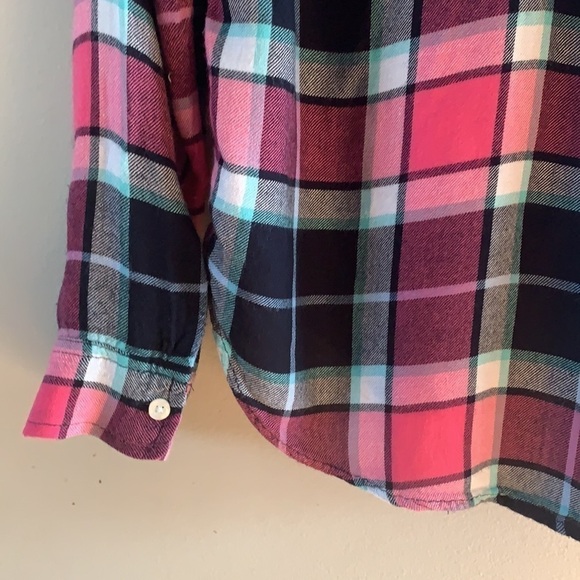 Abercrombie kids Soft Plaid Button Down Shirt Pink/Black Sz 15/16 - Picture 4 of 9